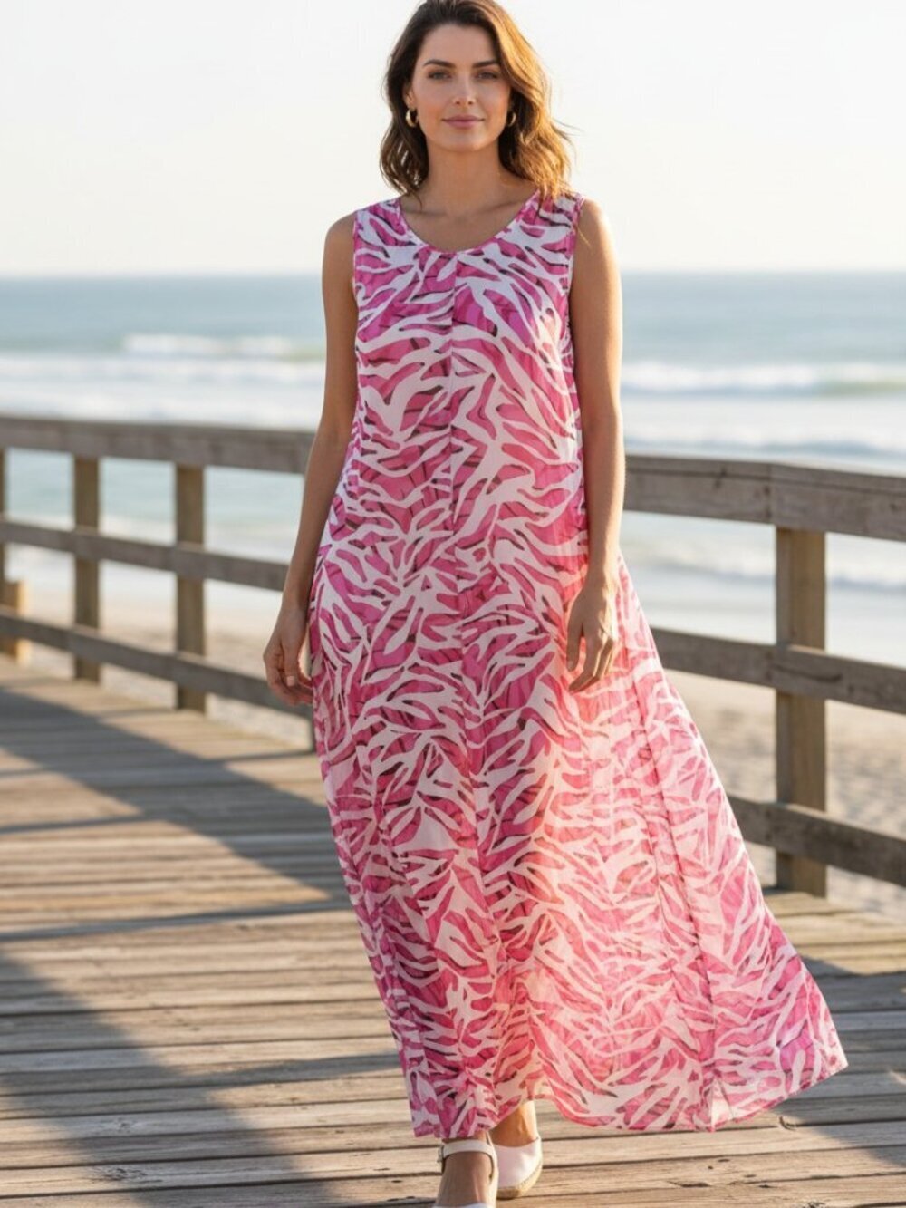 Equipment Silk Maxi Dress Pink White Women's Large Sleeveless Sheer